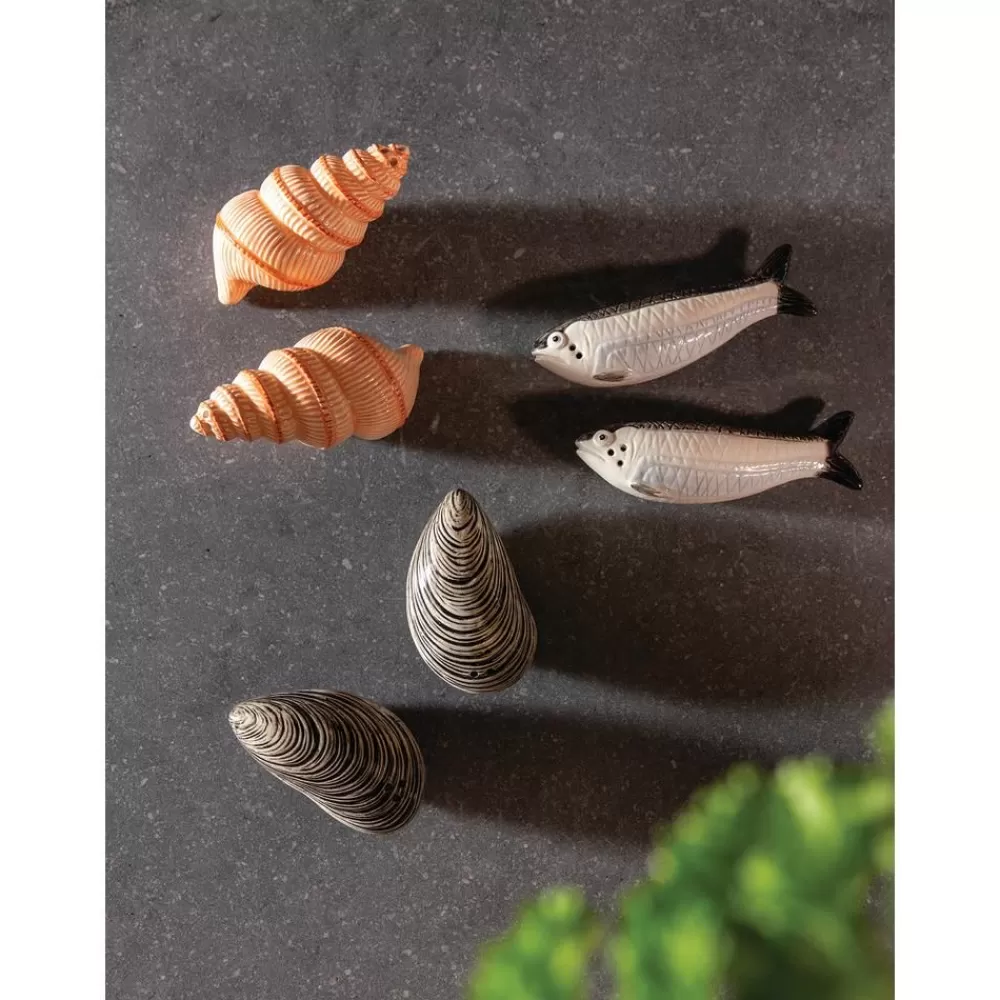 &k amsterdam Młynki Do Przypraw>Recznie Malowany Komplet Solniczki I Pieprzniczki Z Dolomitu Mussel, 2 Elem.