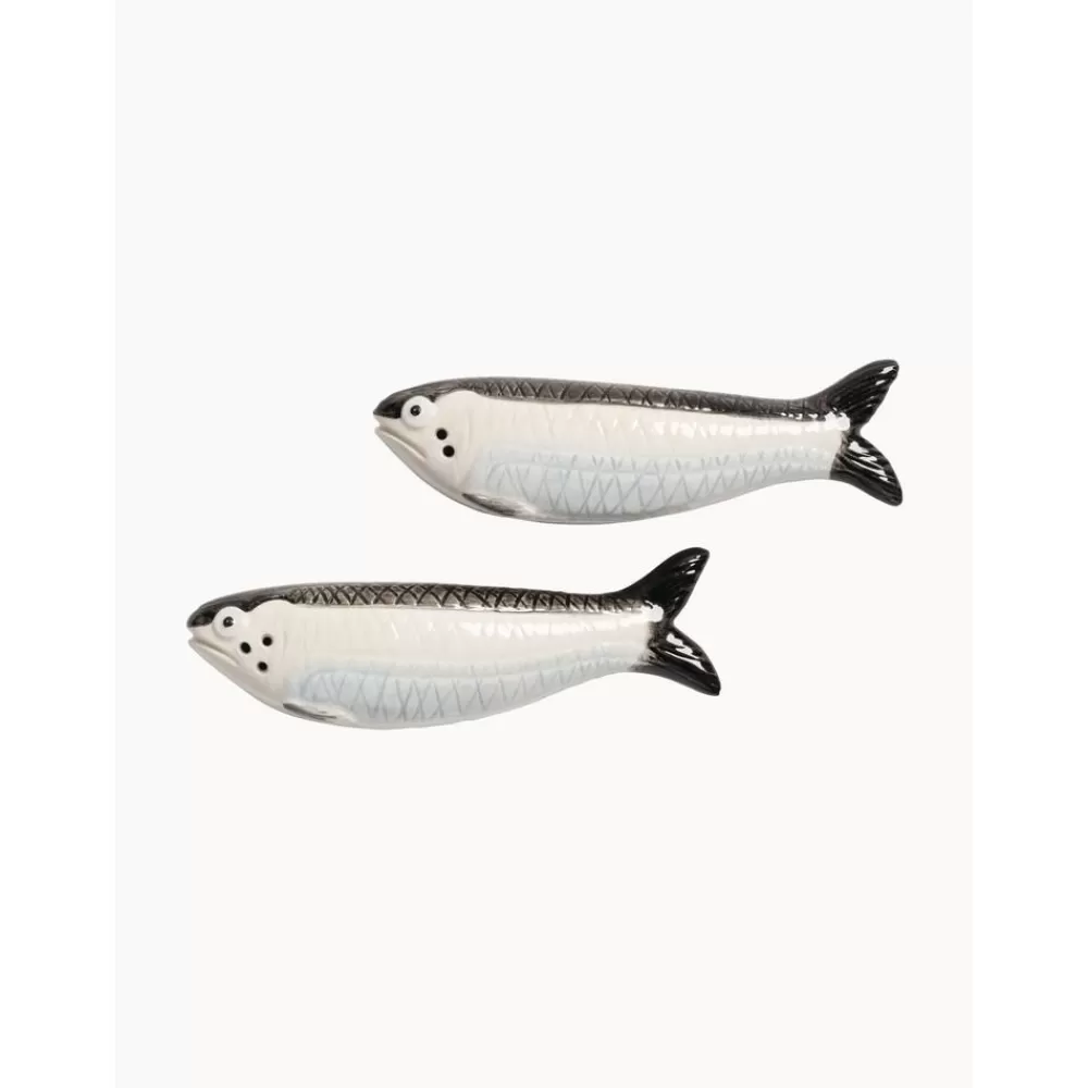 &k amsterdam Młynki Do Przypraw>Recznie Malowany Komplet Solniczki I Pieprzniczki Z Dolomitu Sardine, 2 Elem.